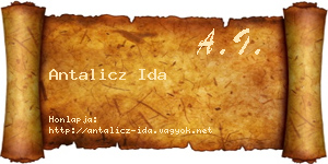 Antalicz Ida névjegykártya
